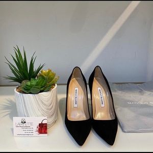 Authentic Manolo Blahnik Black Suede Pumps
